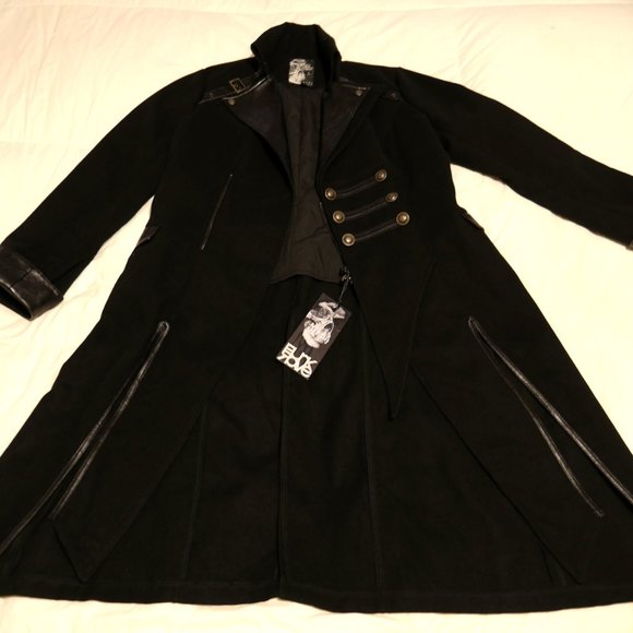 Men's Punk Military Style Long Coat - Picture 6 of 10